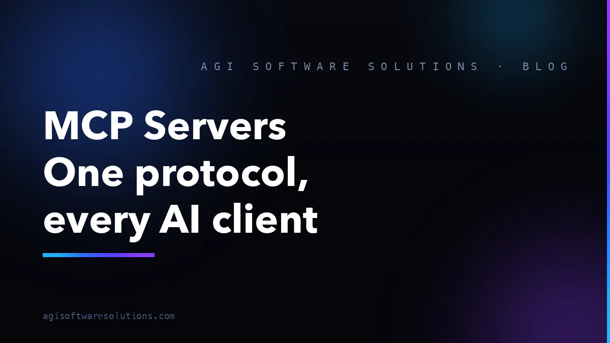Diagram showing the Model Context Protocol connecting one AI assistant to many business systems through a single standard interface.